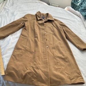 GAP Women's Camel Single-Breasted Wool-Blend Trench Coat